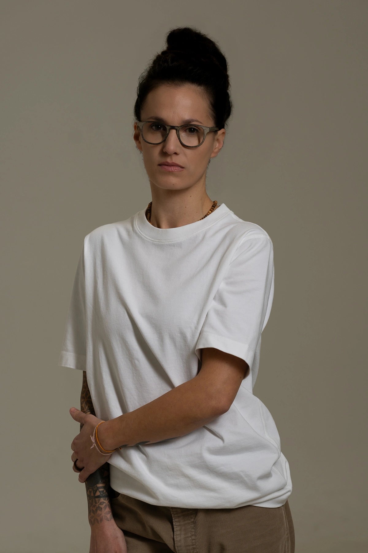 the white tee.