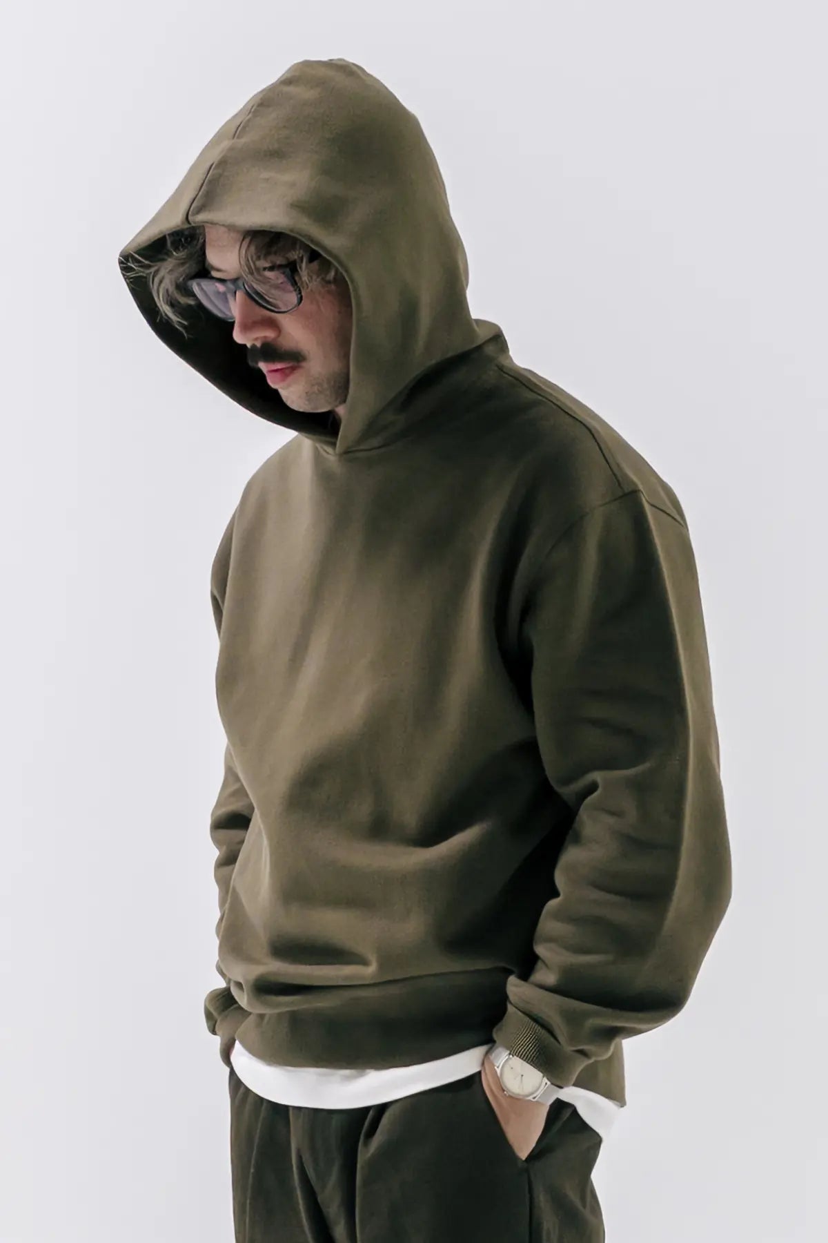 the olive hoodie.