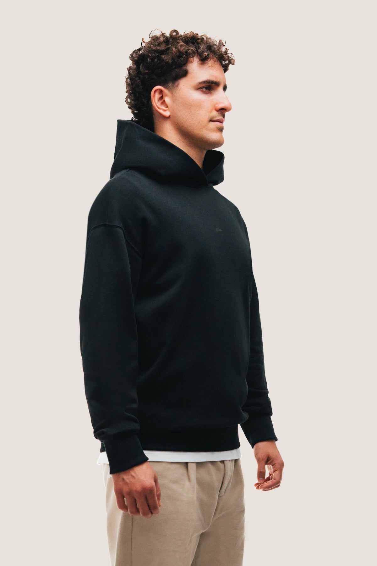 the black hoodie.