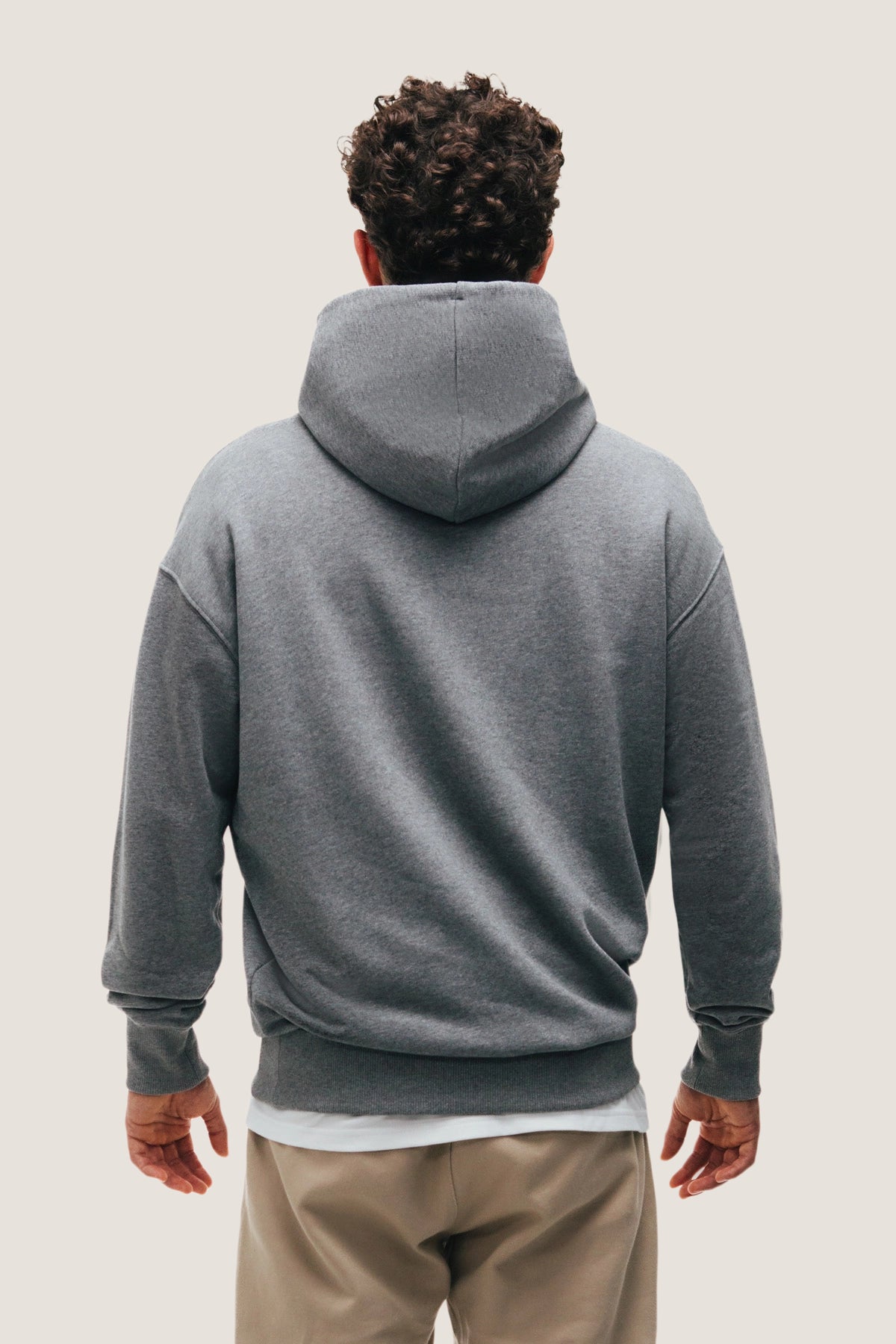 the grey hoodie.