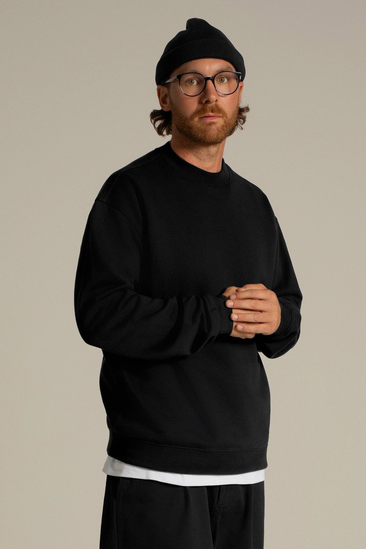 gúdd. The Black Crewneck in Black, product photo 2