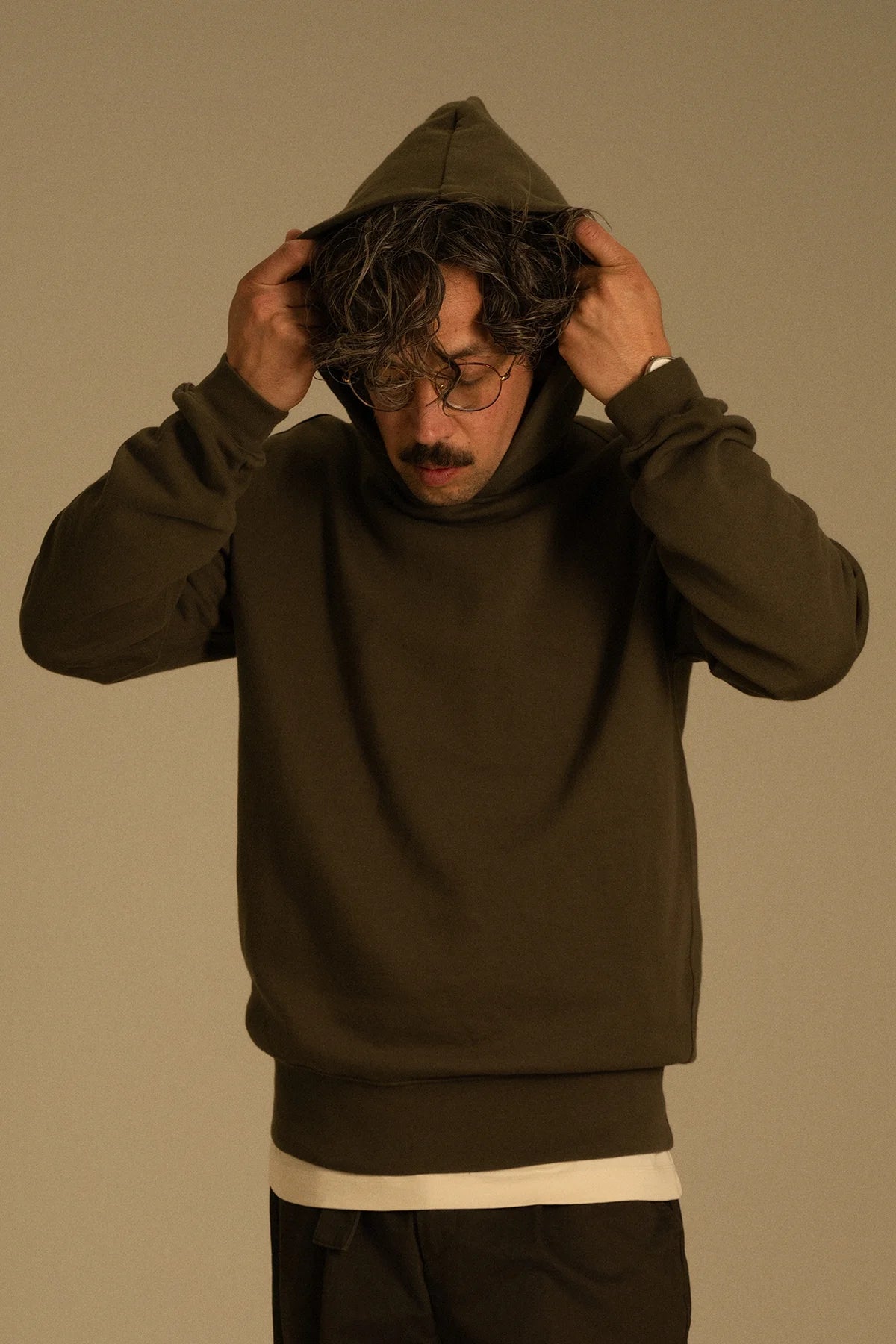 the olive hoodie.