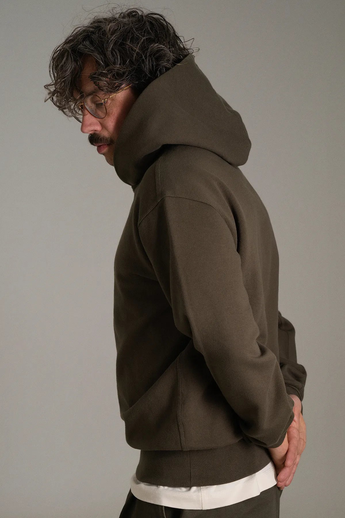 the olive hoodie.