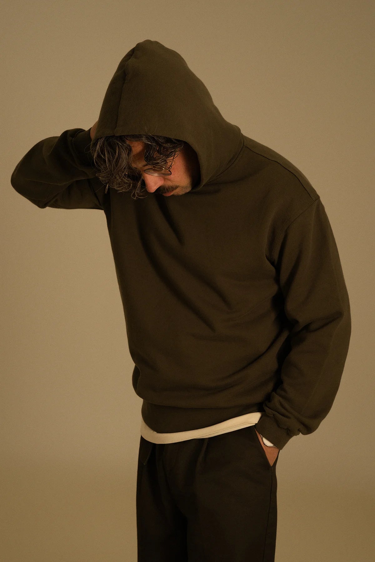 the olive hoodie.