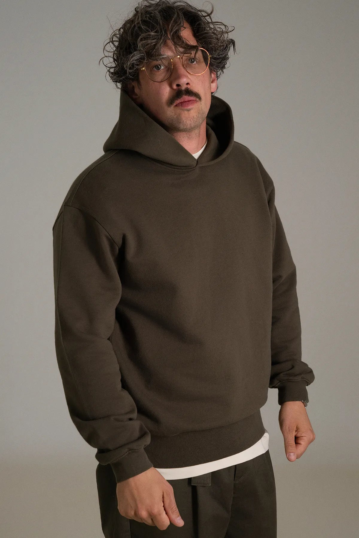 the olive hoodie.
