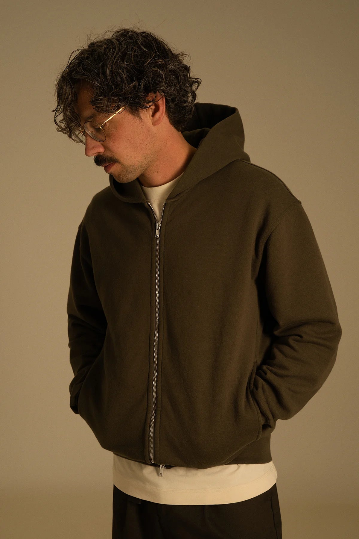 the olive zip hoodie.