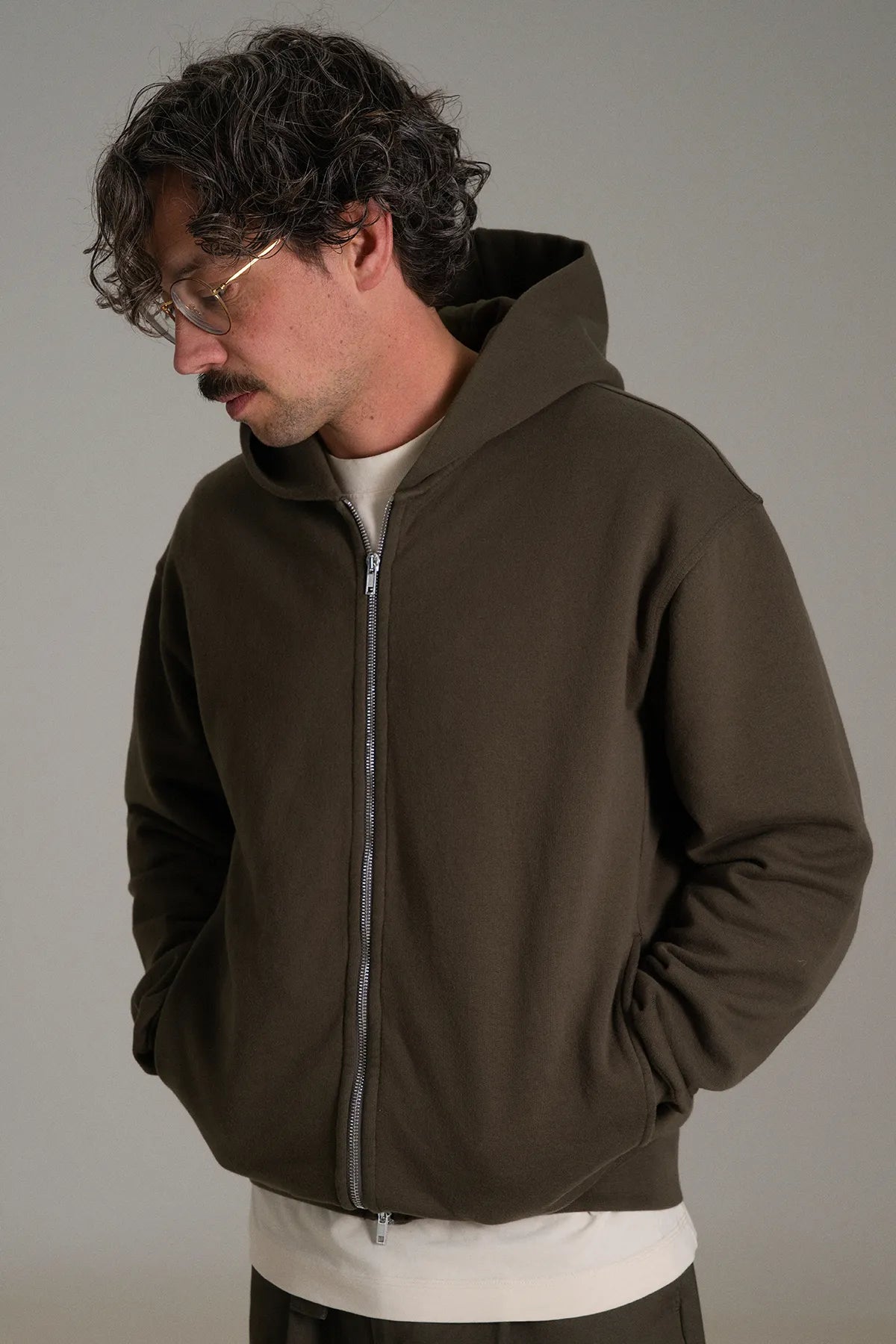 the olive zip hoodie.