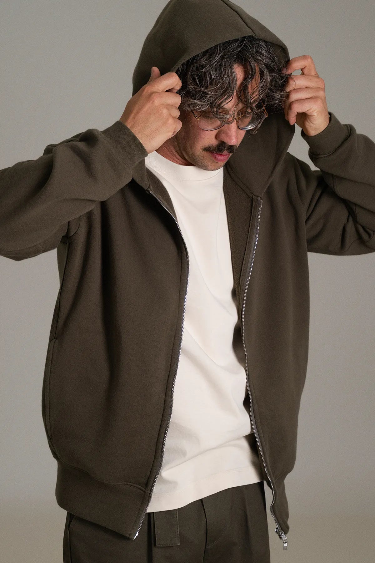 gúdd. The Olive Zip Hoodie in Dust Olive, product photo 3