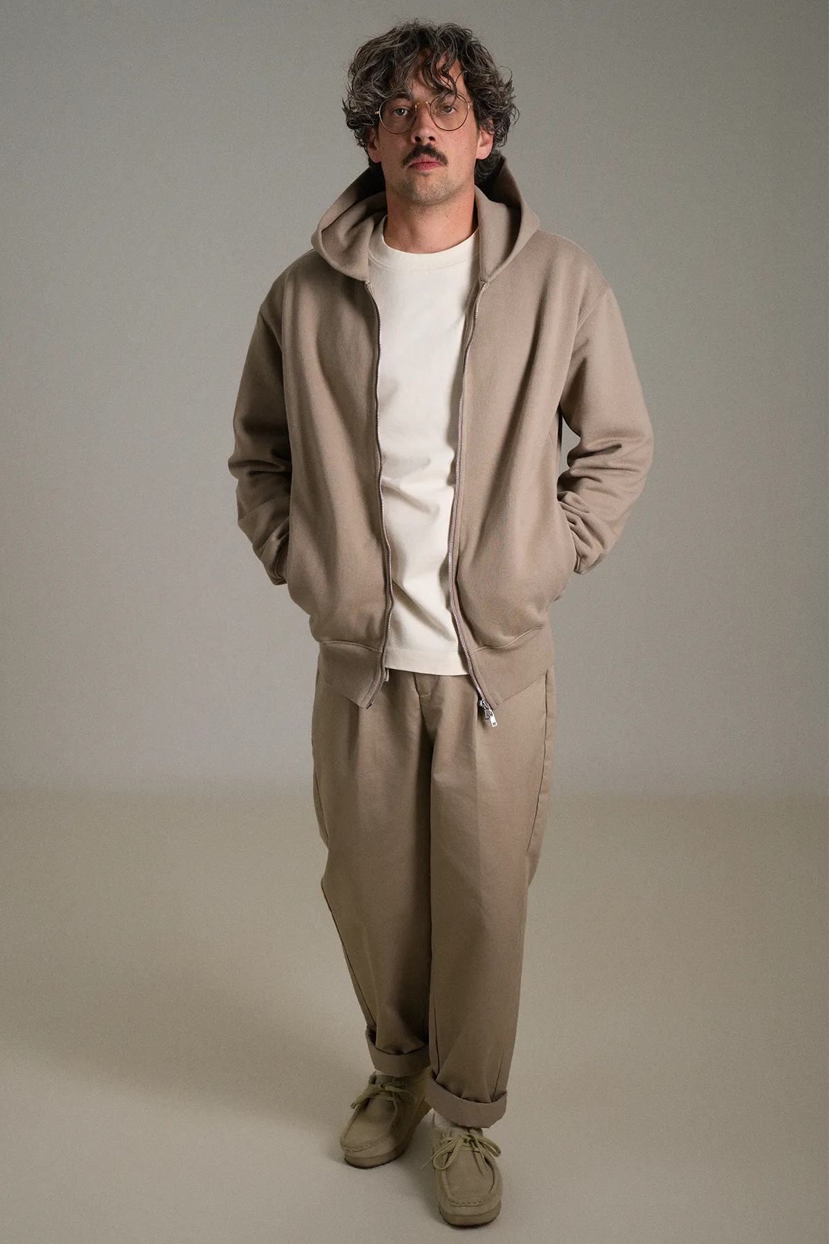 gúdd. The Taupe Zip Hoodie in Taupe, product photo 6