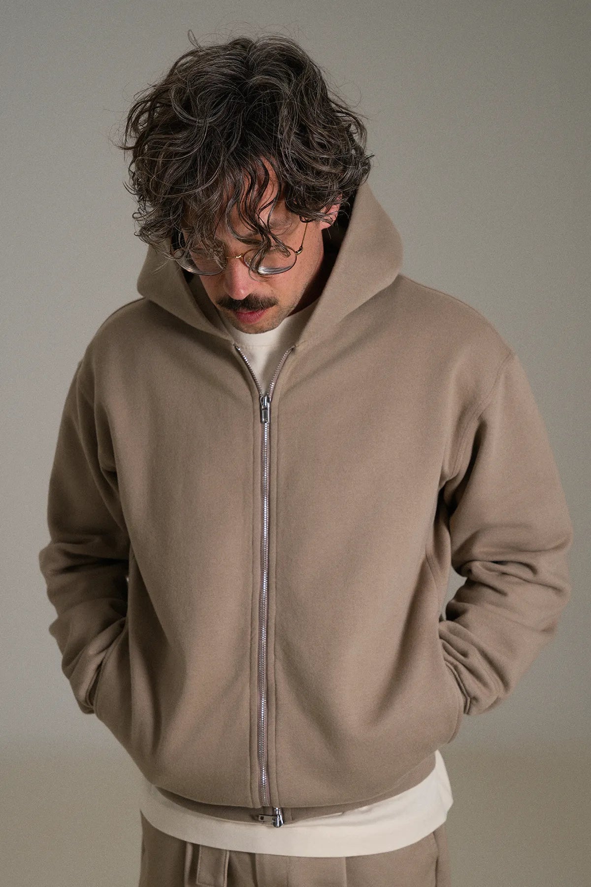 gúdd. The Taupe Zip Hoodie in Taupe, product photo 3