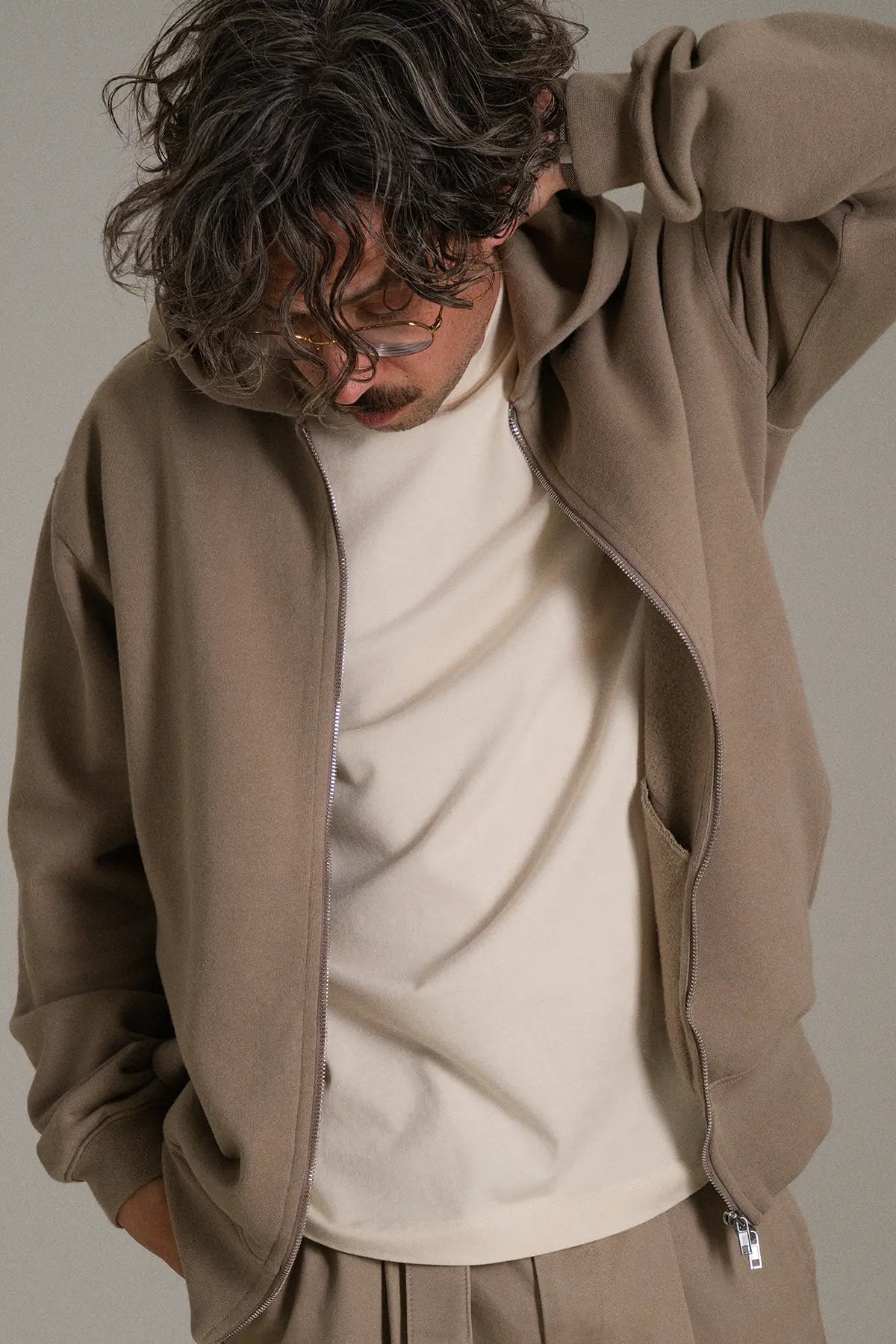 gúdd. The Taupe Zip Hoodie in Taupe, product photo 4