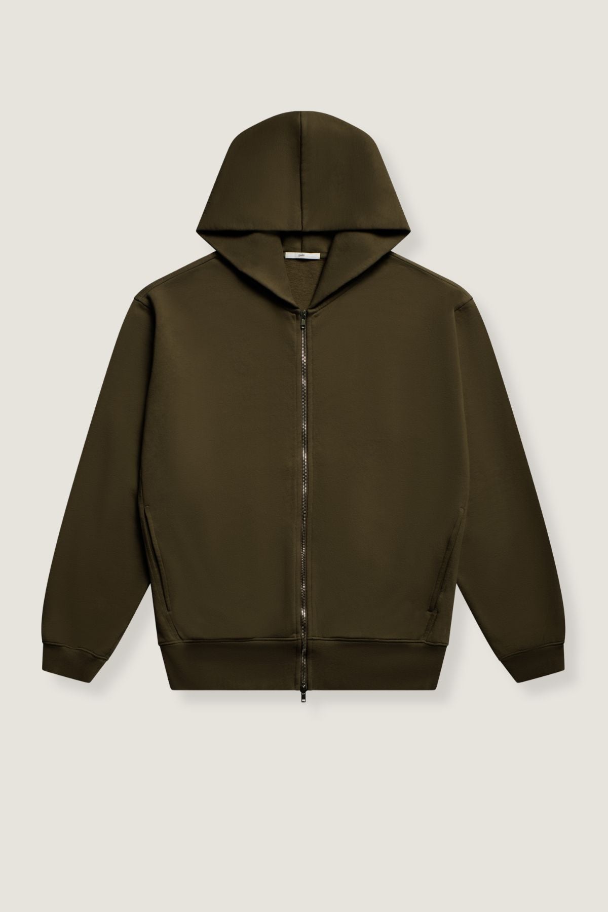 the olive zip hoodie.