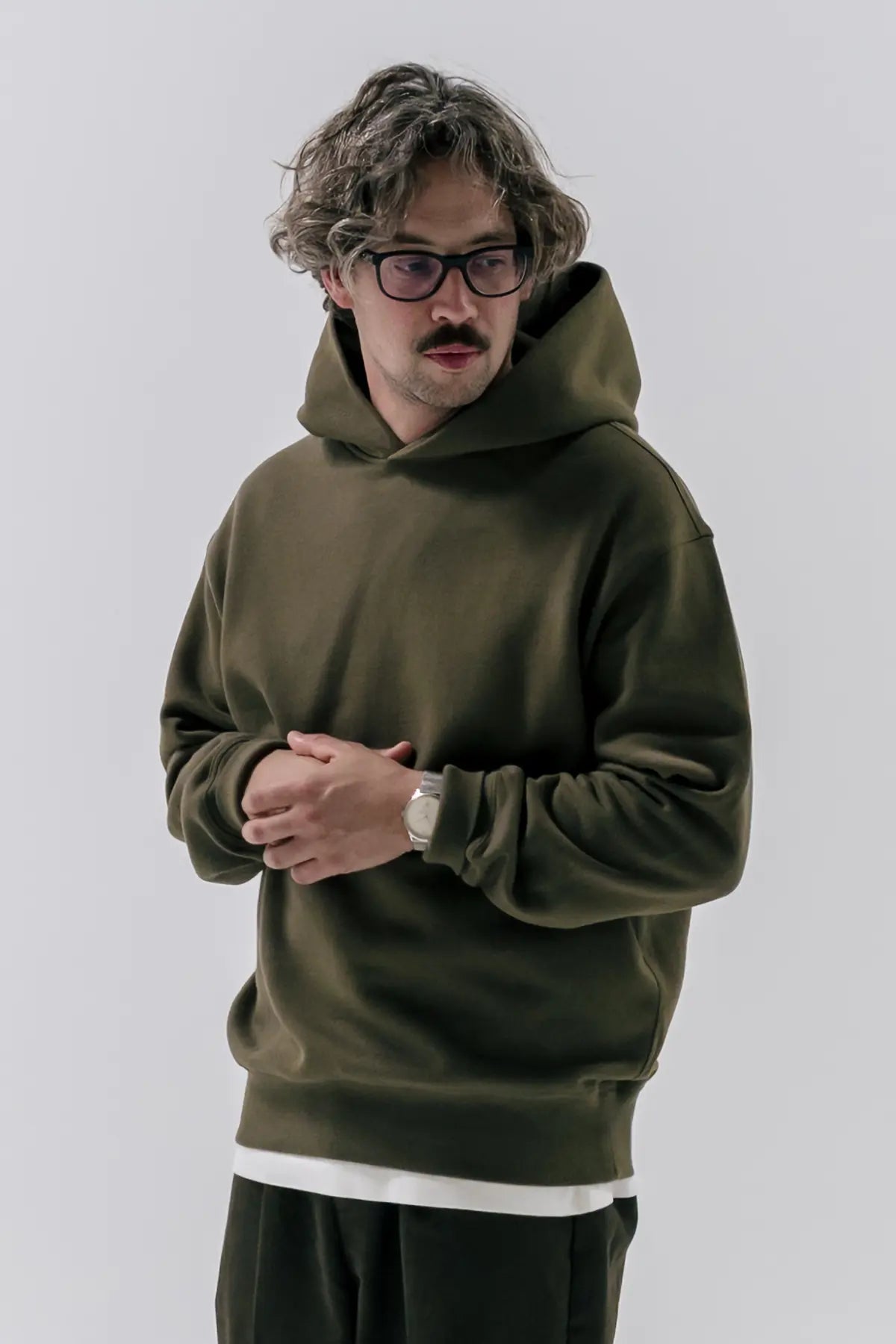 the olive hoodie.