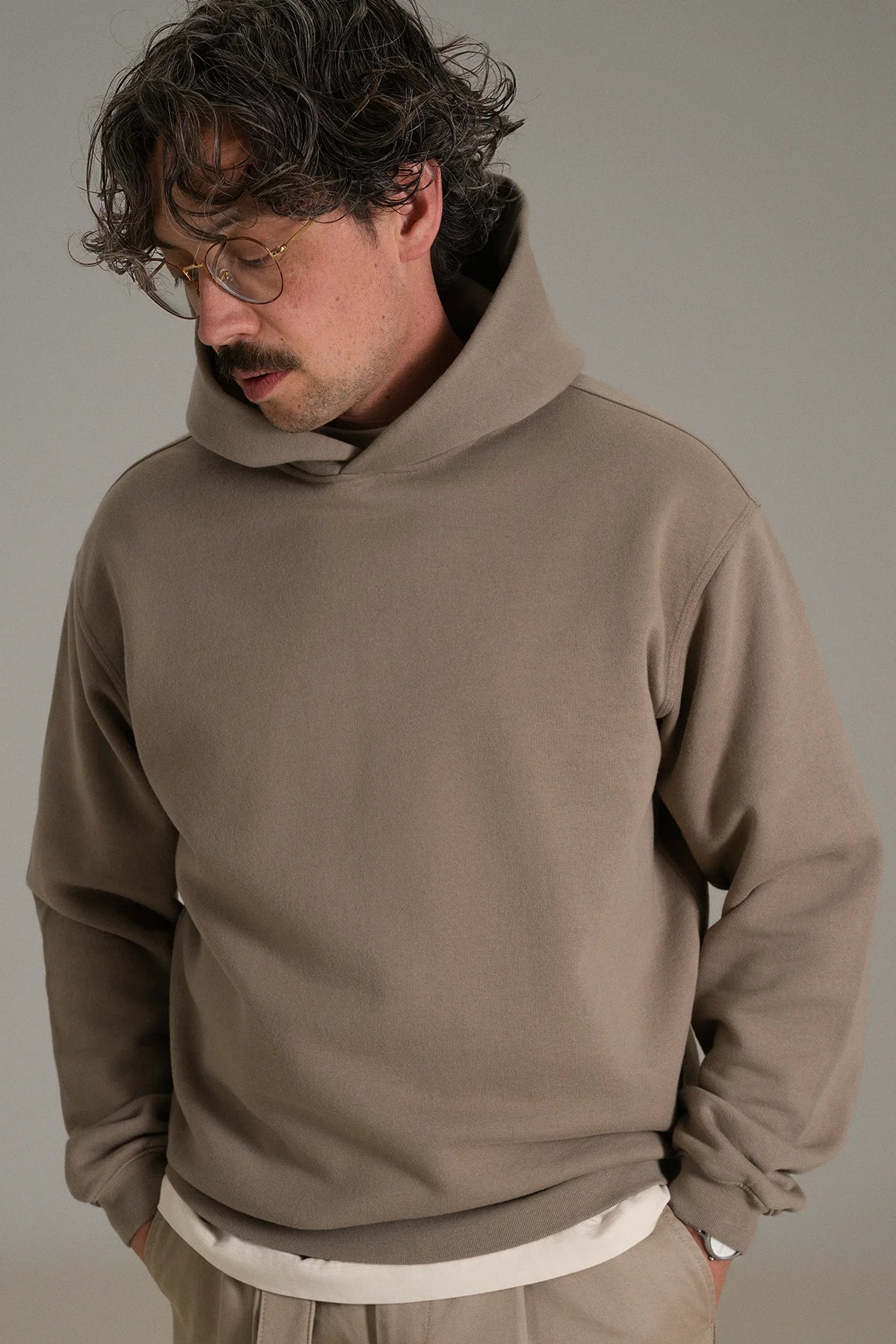 the taupe hoodie.