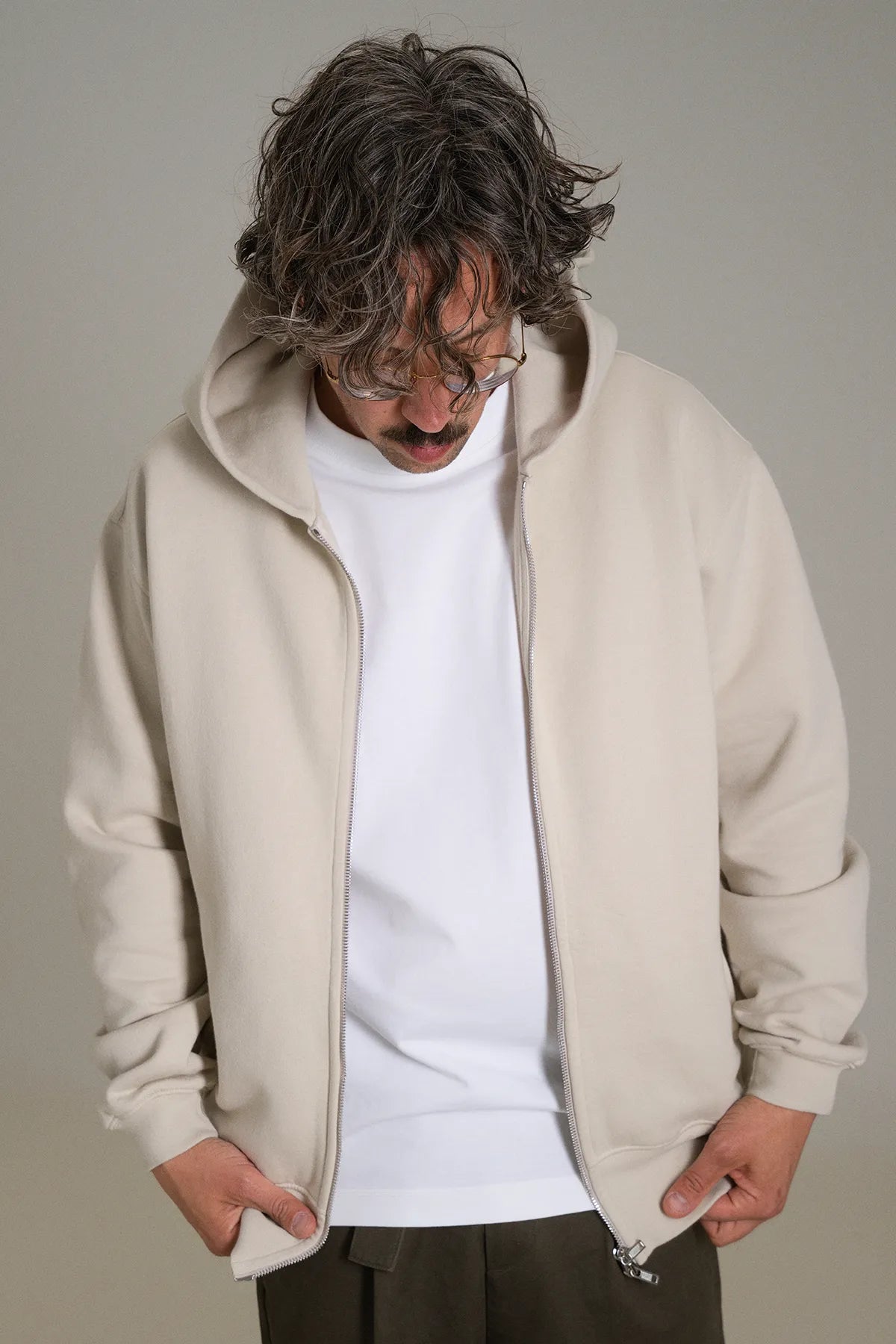 the bone zip hoodie.