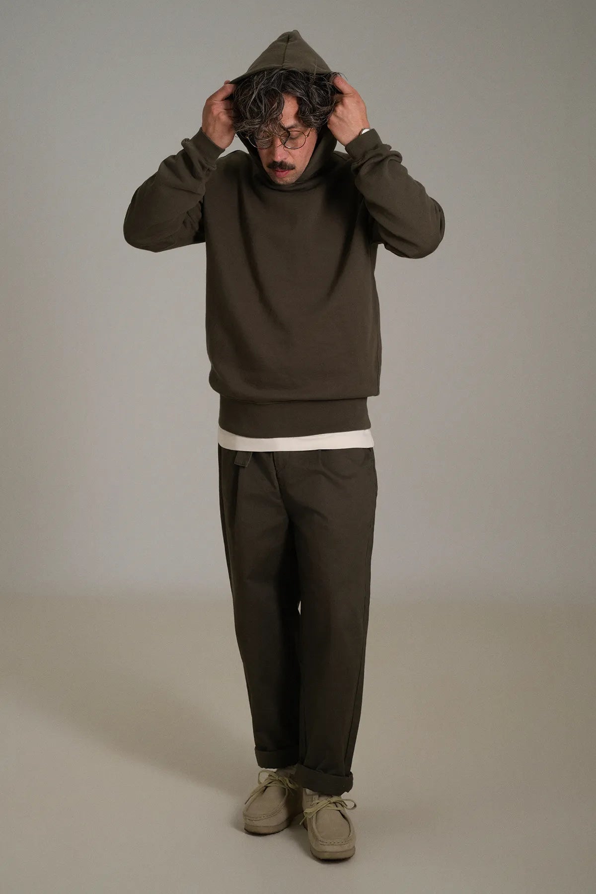the olive hoodie.