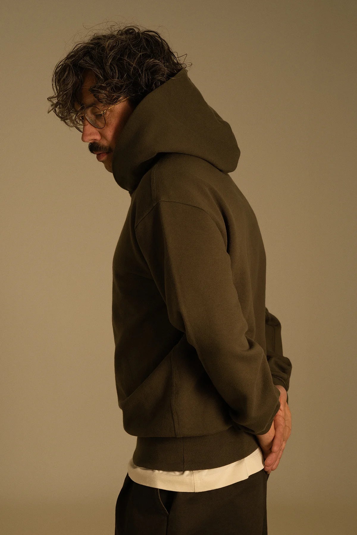 the olive hoodie.