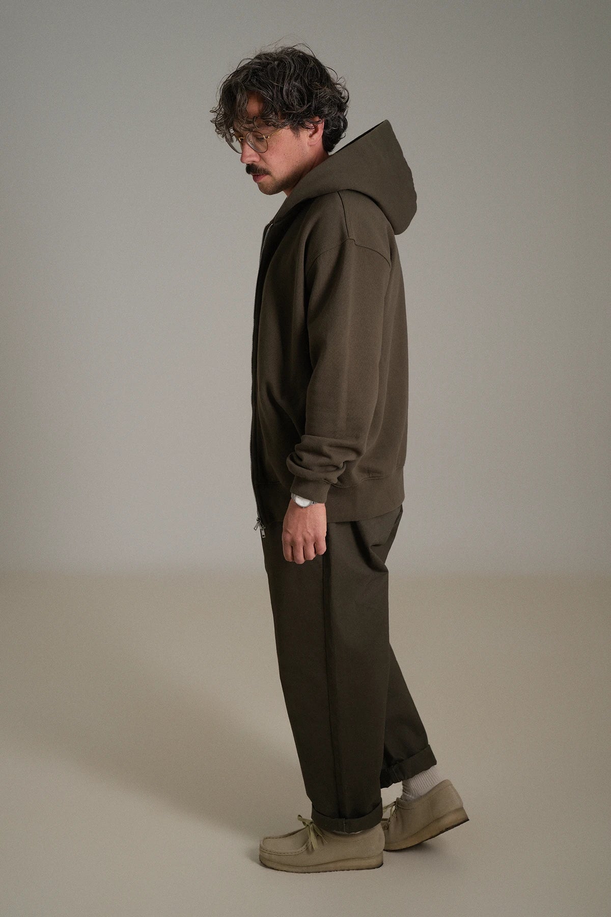 gúdd. The Olive Zip Hoodie in Dust Olive, product photo 7