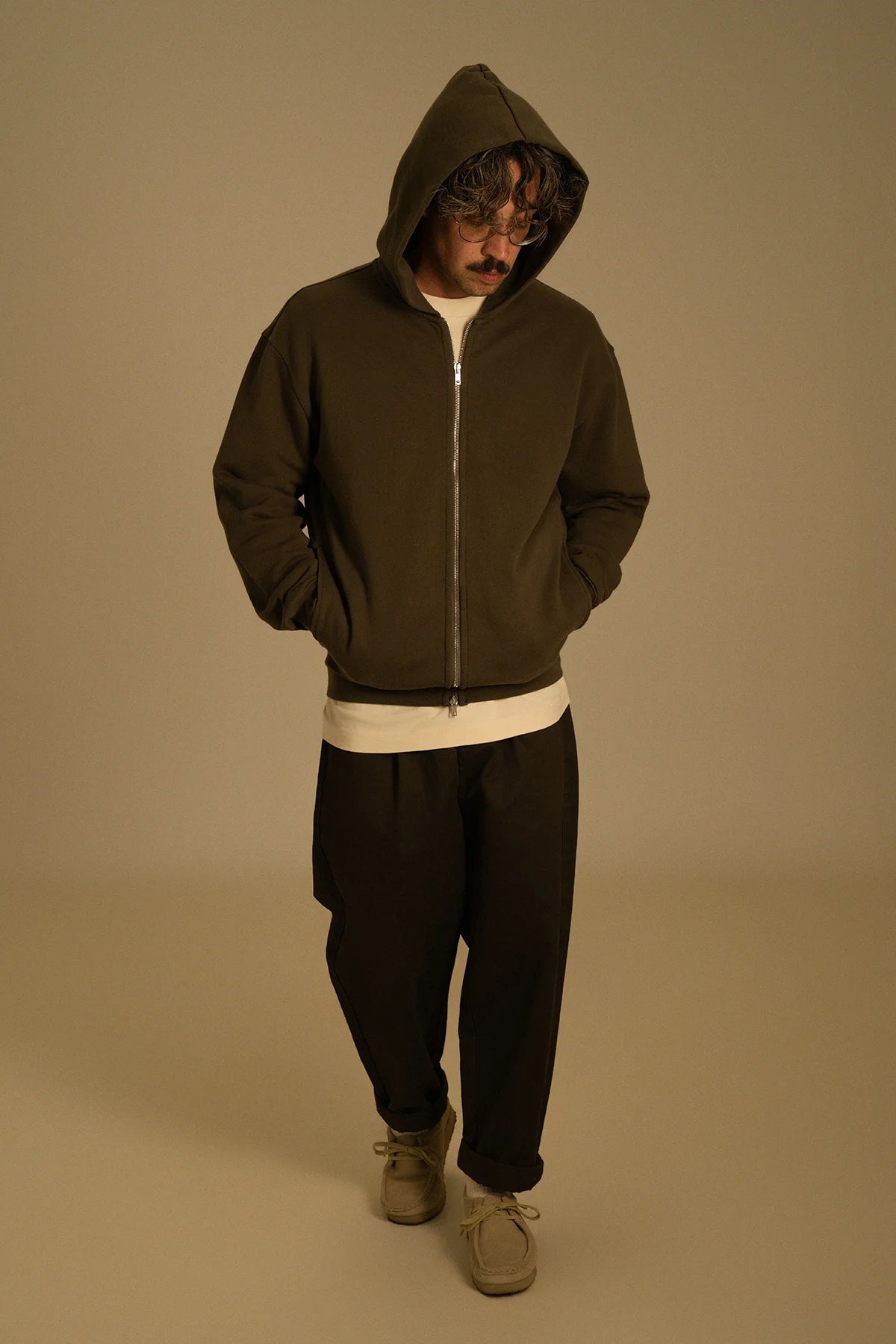 the olive zip hoodie.