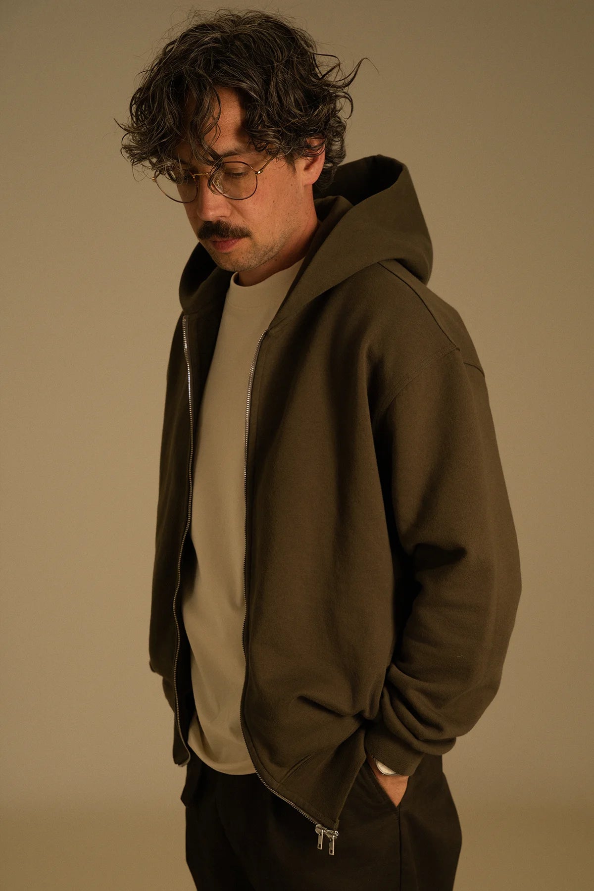 the olive zip hoodie.
