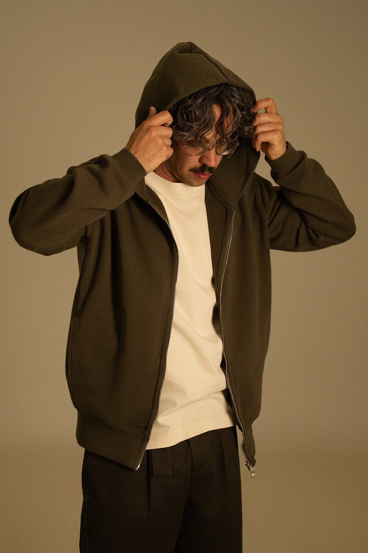 the olive zip hoodie.