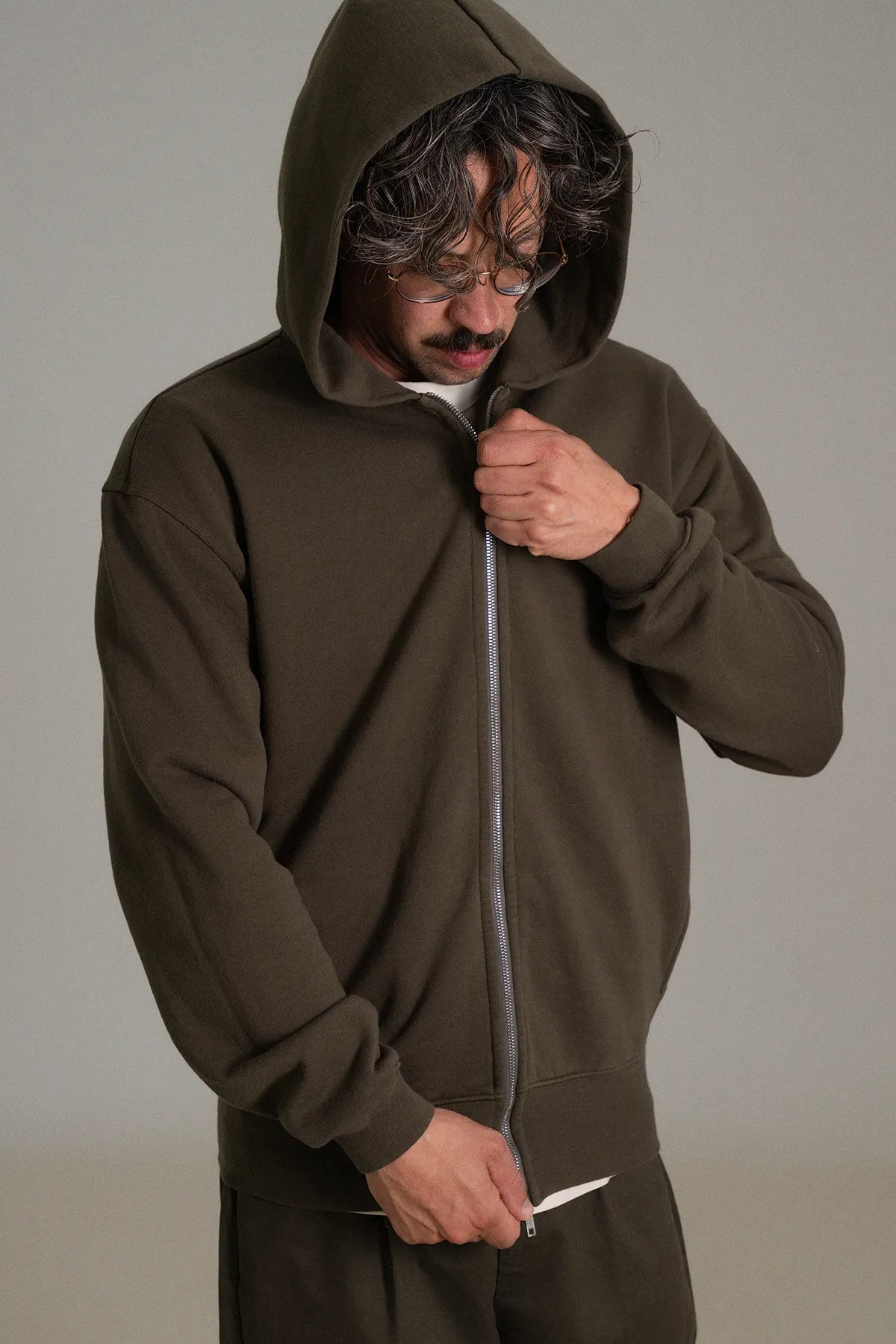 gúdd. The Olive Zip Hoodie in Dust Olive, product photo 4
