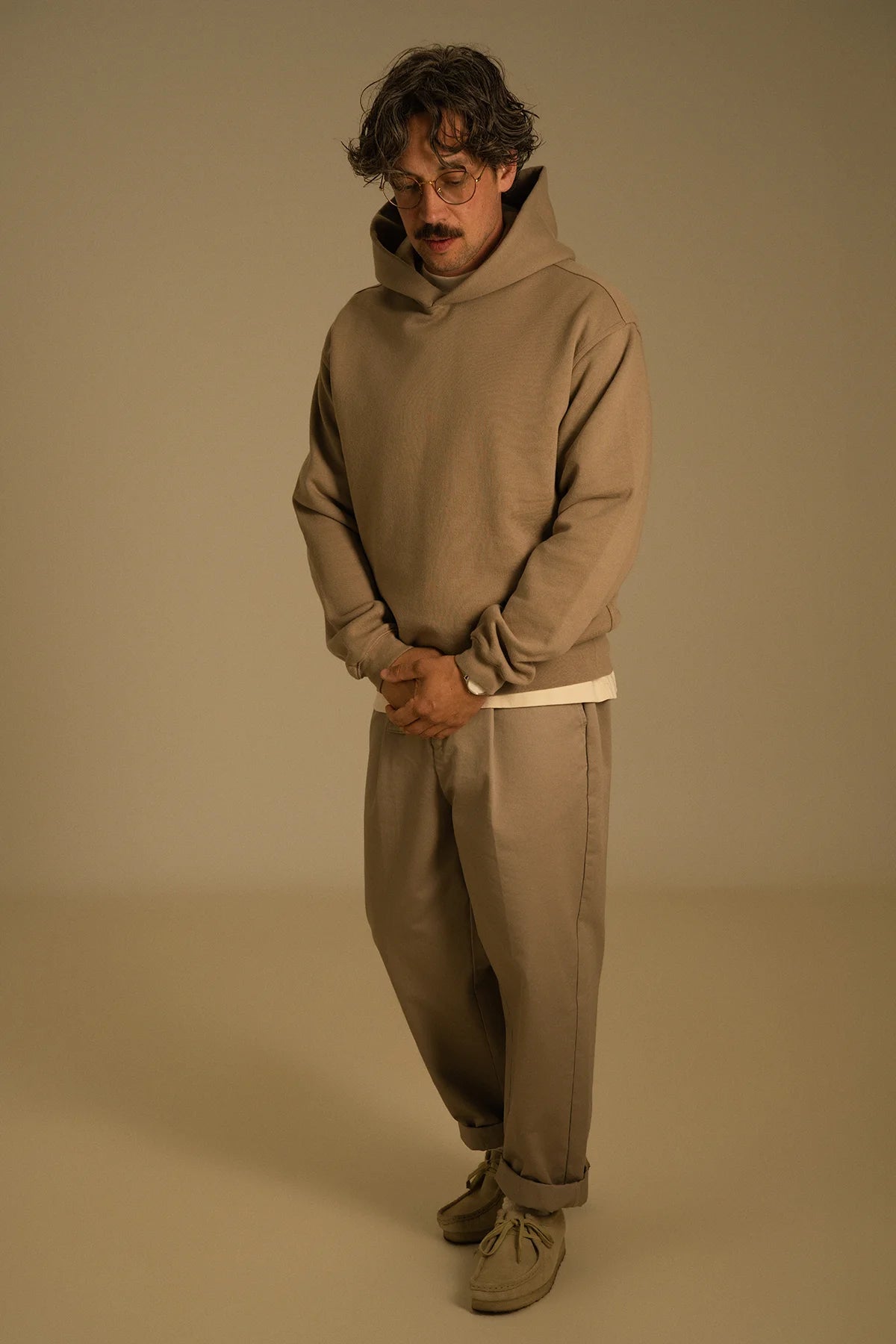the taupe hoodie.